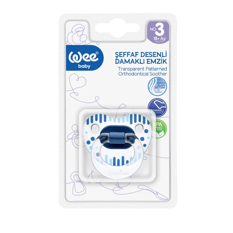 Suzeta din silicon ortodontica transparenta cu desen nr.3, 1 bucata, Wee Baby — preț și oferte
