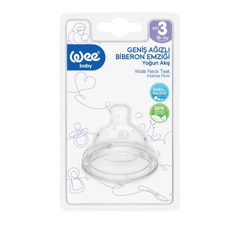 Tetina din silicon anticolici cu gura larga nr.3, 1 bucata, Wee Baby — preț și oferte