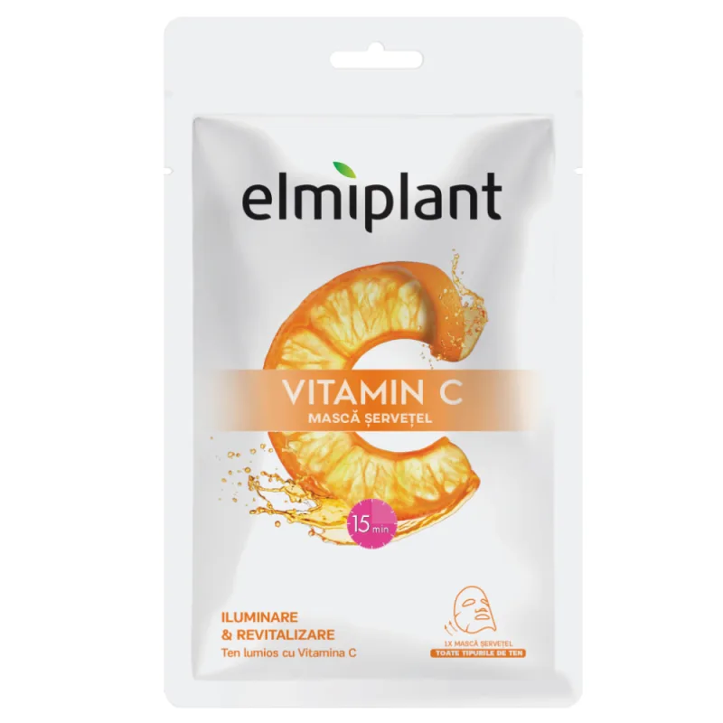 Masca servetel cu vitamina C pentru iluminare si revitalizare, 20ml, Elmiplant — preț și oferte