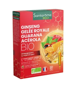 Ginseng Gelee Royale Guarana Acerola Bio, 20 fiole, Santarome