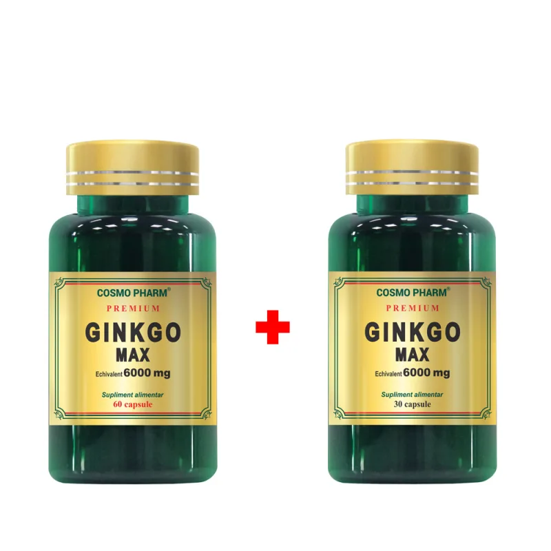 Pachet Ginko Max 6000mg, 60 + 30 capsule, Cosmopharm — preț și oferte