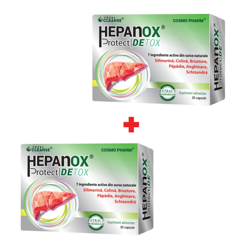 Pachet Hepanox Protect Detox 30 + 30 capsule, Cosmopharm — preț și oferte