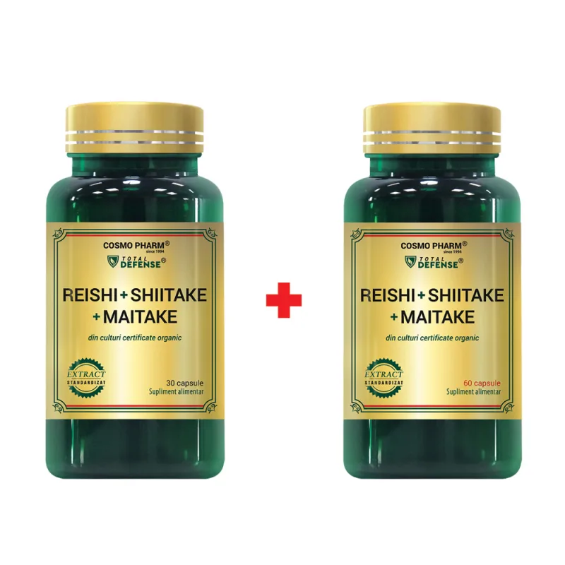 Pachet Reishi Shiitake Maitake, 60 + 30 capsule, Cosmopharm — preț și oferte