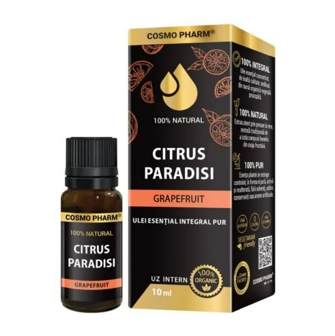 Ulei esential integral pur de grapefruit, 10ml, Cosmopharm — preț și oferte