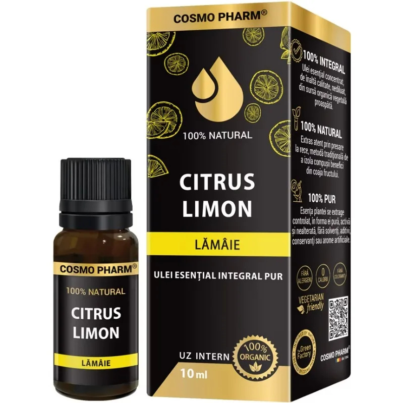 Ulei esential integral pur de lamaie, 10ml, Cosmopharm — preț și oferte