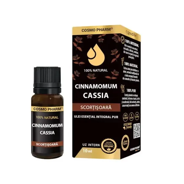 Ulei esential integral de scortisoara Cinnamomum Cassia, 10ml, Cosmopharm — preț și oferte