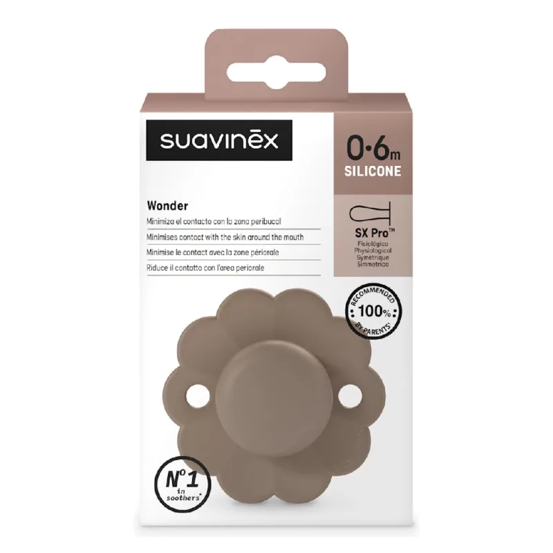 Suzeta fiziologica din silicon Wonder, 6-18 luni, maro, 1 bucata, Suavinex — preț și oferte