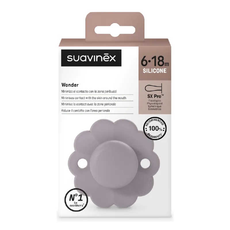 Suzeta fiziologica din silicon Wonder, 6-18 luni, lavanda, 1 bucata, Suavinex — preț și oferte