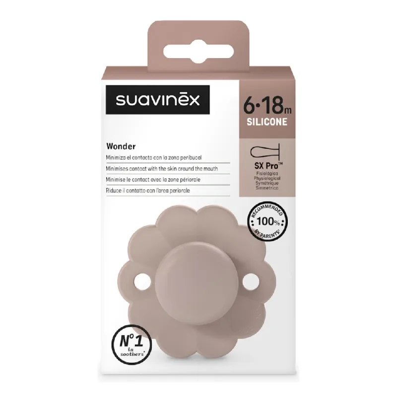 Suzeta fiziologica din silicon Wonder, 6-18 luni, roz, 1 bucata, Suavinex — preț și oferte