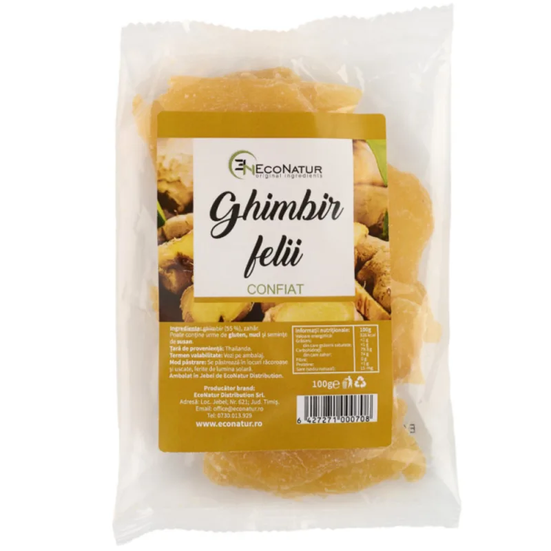 Ghimbir confiat, 100g, EcoNatur — preț și oferte