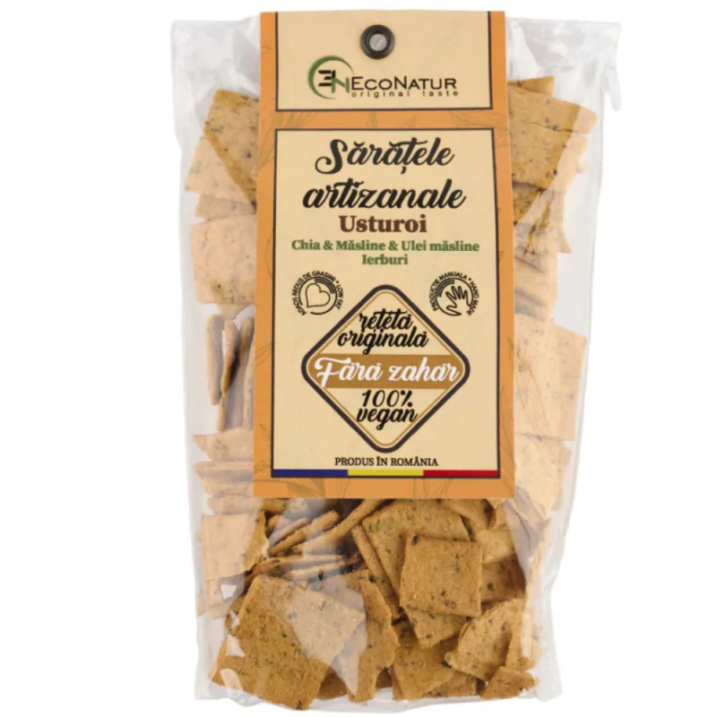 Saratele artizanale cu usturoi si chia, 150g, EcoNatur — preț și oferte