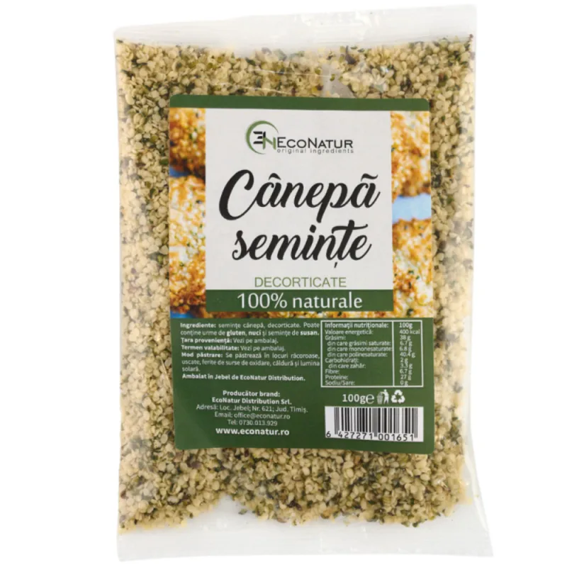 Seminte canepa decorticate, 100g, EcoNatur — preț și oferte