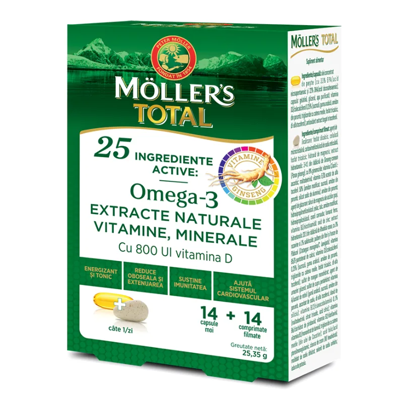 Mollers Total, 14 capsule + 14 comprimate, Moller's — preț și oferte