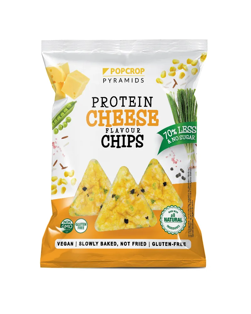Chips-uri cu proteina de mazare cu aroma de branza si ceapa, 60g, Popcrop — preț și oferte