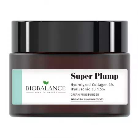 Crema hidratanta antirid cu colagen hidrolizat 3% si acid hialuronic 3D 1.5% Super Plump, 50ml, Bio Balance — preț și oferte
