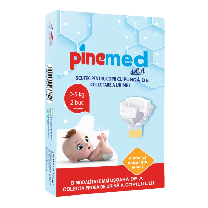Scutec pentru copii cu punga pentru colectarea urinei, 0-5 kg, 2 bucati, PineMed — preț și oferte