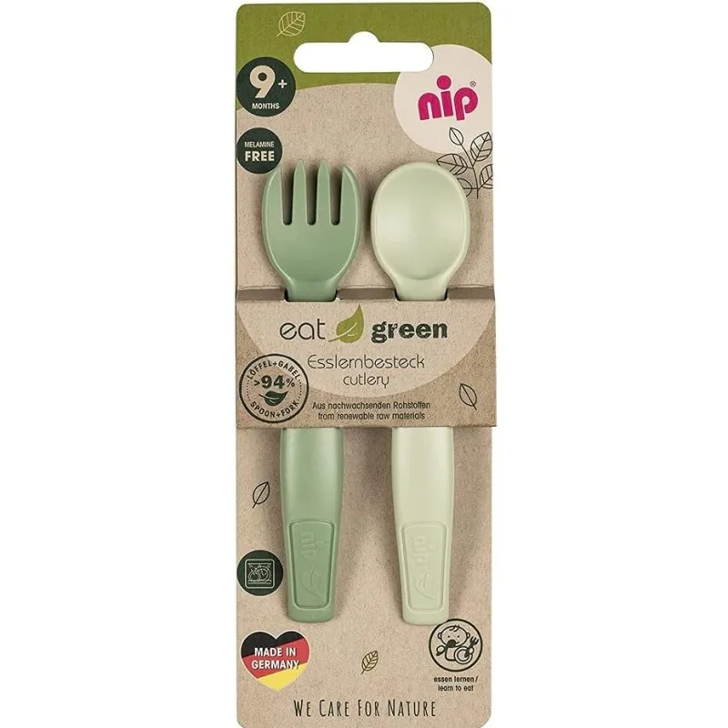 Set lingurita si furculita din materiale organice pentru +9 luni, 1 bucata, Nip — preț și oferte