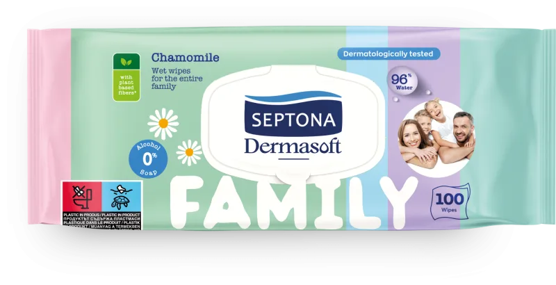 Servetele cu capac Family Dermasoft, 100 bucati, Septona — preț și oferte