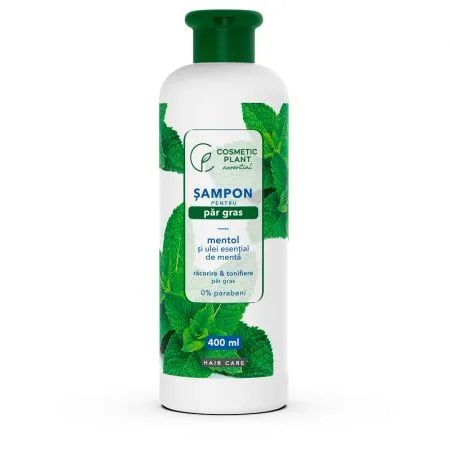 Sampon pentru par gras cu mentol si ulei esential de menta, 400ml, Cosmetic Plant — preț și oferte