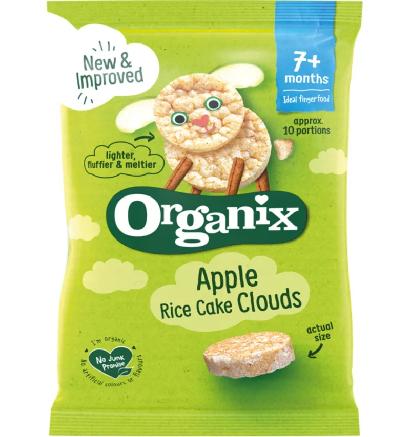 Rondele din orez expandat cu mere 7+ Bio, 50g, Organix — preț și oferte