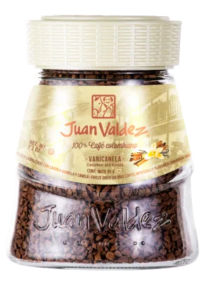 Cafea solubila liofilizata Vanilie si Scortisoara, 95g, Juan Valdez