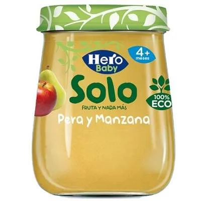Piure eco de pere si mere Solo pentru +4 luni, 120g, Hero Baby — preț și oferte