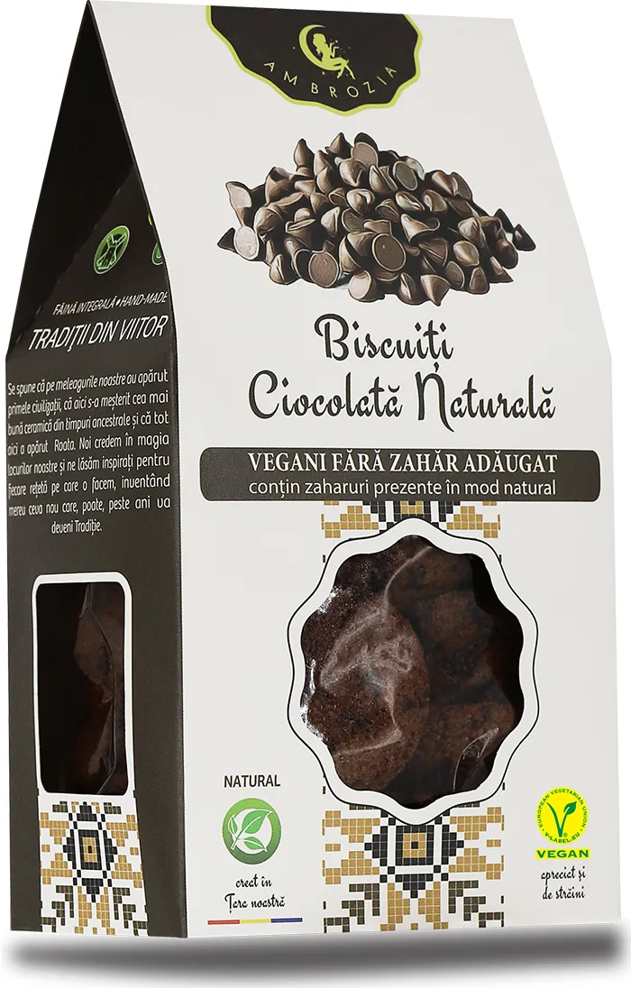 Biscuiti ciocolata naturala, 130g, Ambrozia — preț și oferte