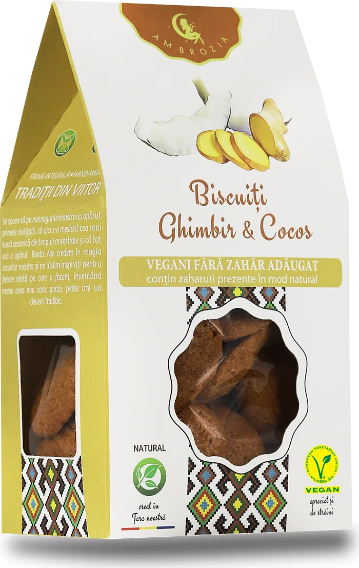 Biscuiti cu ghimbir si cocos, 130g, Ambrozia — preț și oferte