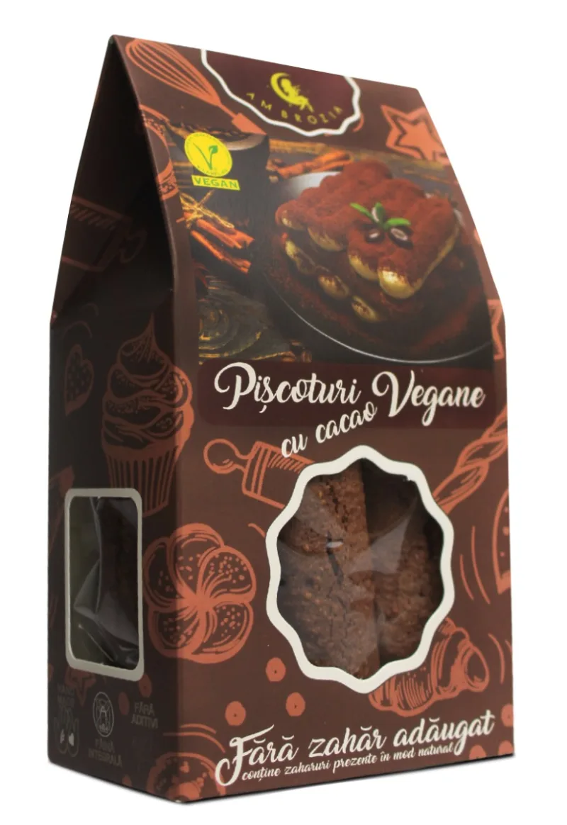 Piscoturi vegane cu cacao, 130g, Ambrozia — preț și oferte