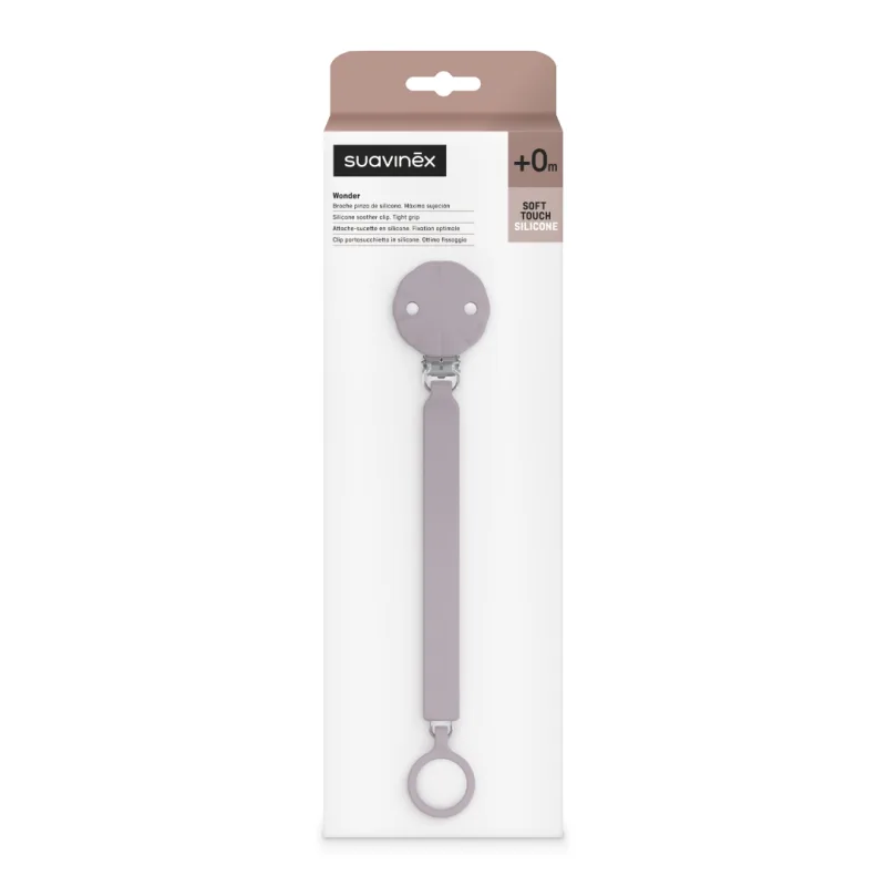 Lantisor din silicon cu clips pentru suzeta Wonder, Lavanda, 1 bucata, Suavinex — preț și oferte