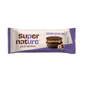 Cupe de ciocolata cu unt de alune de padure bio, 34g, Super Nature