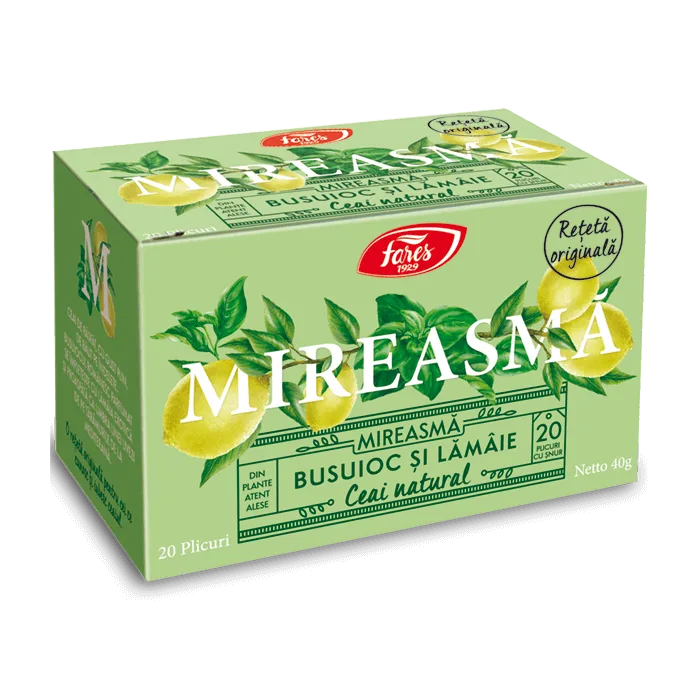Ceai cu busuioc si lamaie Mireasma, 20 plicuri, Fares — preț și oferte