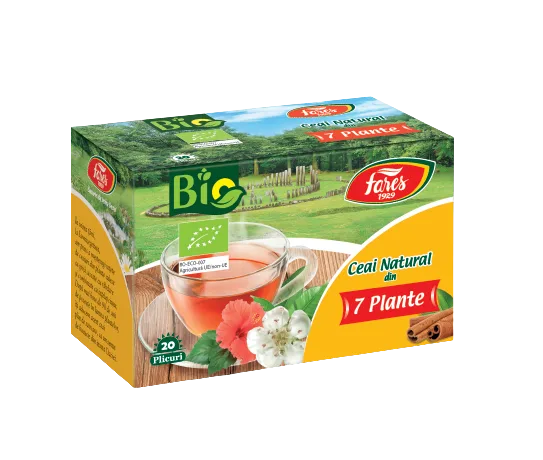 Ceai natural din 7 plante bio, 20 plicuri, Fares — preț și oferte