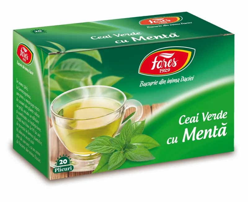 Ceai verde cu menta, 20 plicuri, Fares — preț și oferte