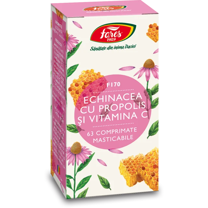 Echinacea cu propolis si vitamina C F170, 60 comprimate, Fares — preț și oferte