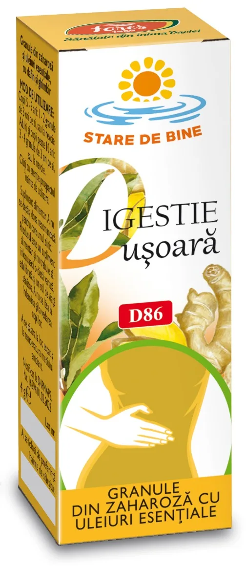 Granule din zaharoza cu uleiuri esentiale Digestie, 4g, Fares — preț și oferte