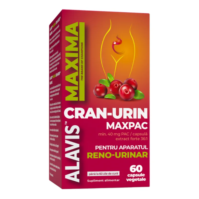Cran-Urin Maxpac, 60 capsule vegetale, Alavis Maxima — preț și oferte