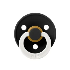 Suzeta fosforescenta din latex cu tetina rotunda pentru +0 luni Colour Glow Black, 1 bucata, Bibs