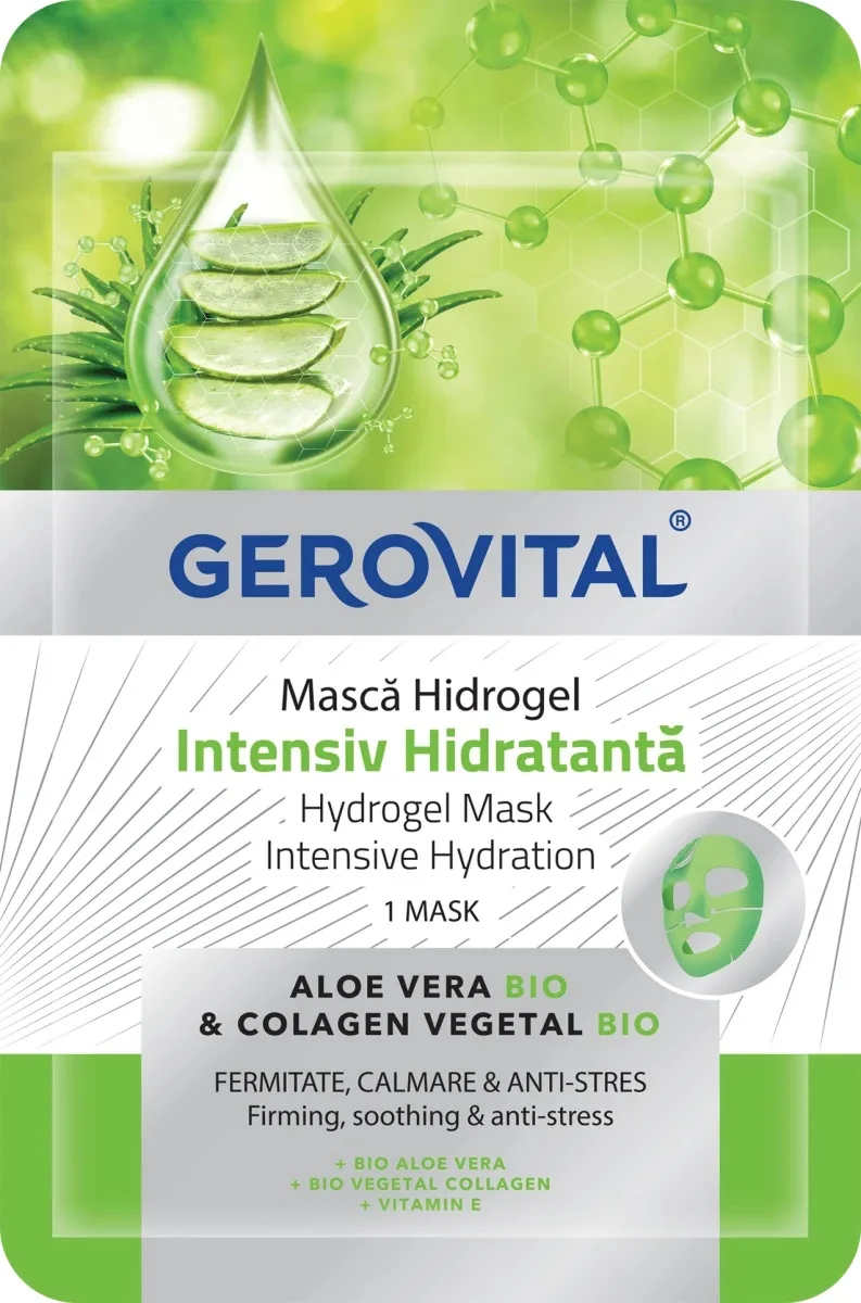 Masca hidratanta pentru fata Hidrogel Intensiv, 1 bucata, Gerovital — preț și oferte