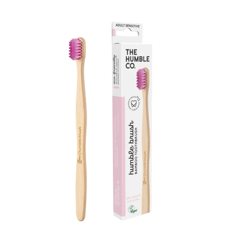 Periuta de dinti din bambus White Pink, 1 bucata, Humble — preț și oferte