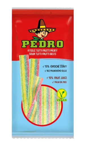 Bomboane gumate cu forma de panglica Tutti Frutii, 80g, Pedro