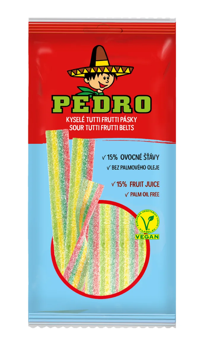 Bomboane gumate cu forma de panglica Tutti Frutii, 80g, Pedro — preț și oferte