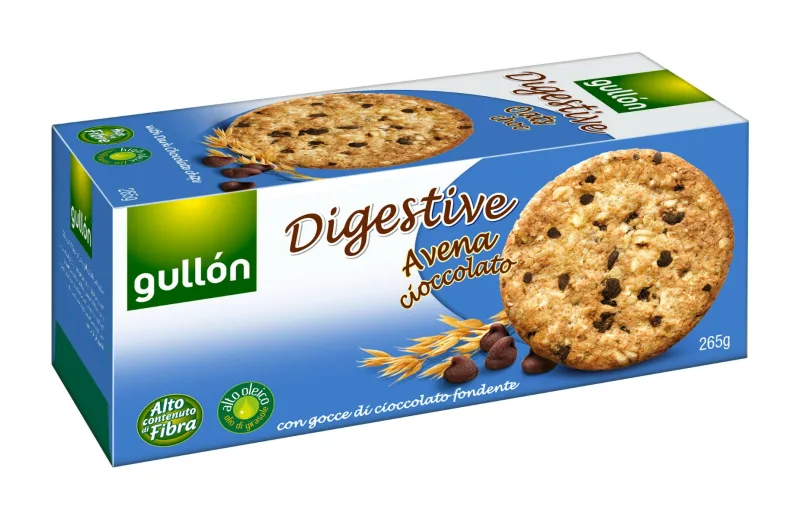 Biscuiti digestivi cu fulgi de ovaz si ciocolata neagra, 265g, Gullon — preț și oferte