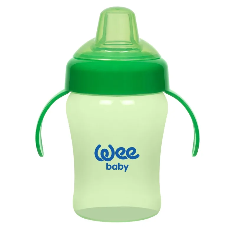 Canita colorata anti-varsare cu maner si cioc din silicon 6+ luni, 240ml, Wee Baby — preț și oferte