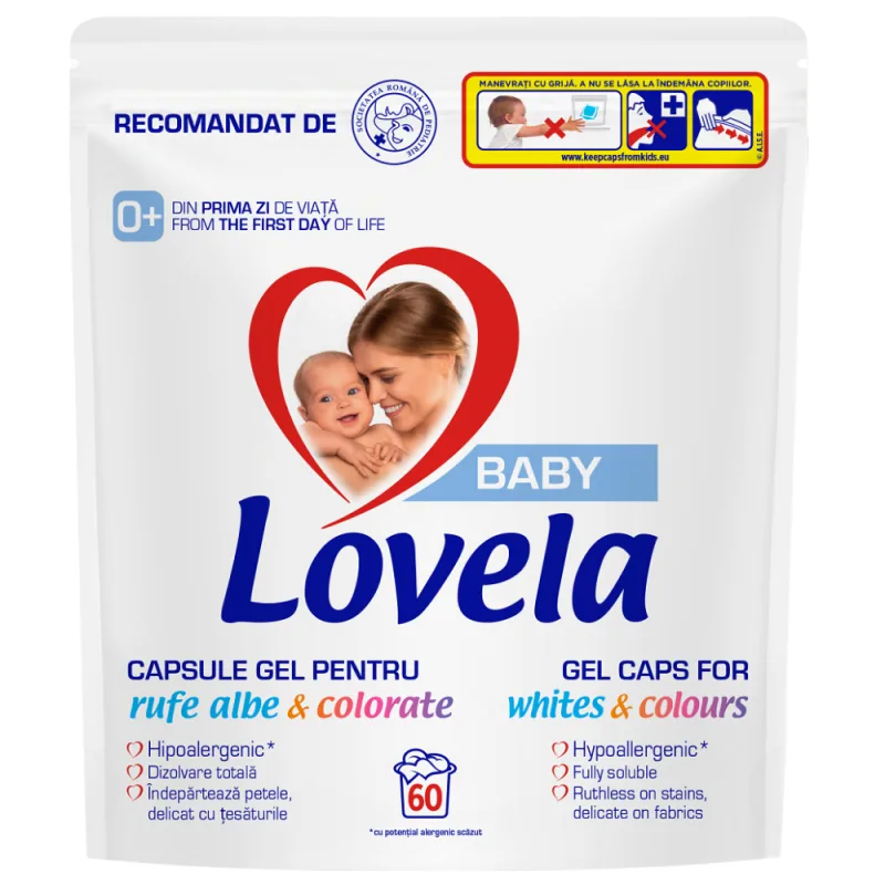 Detergent pentru rufe albe & colorate, 60 capsule, Lovela Baby — preț și oferte