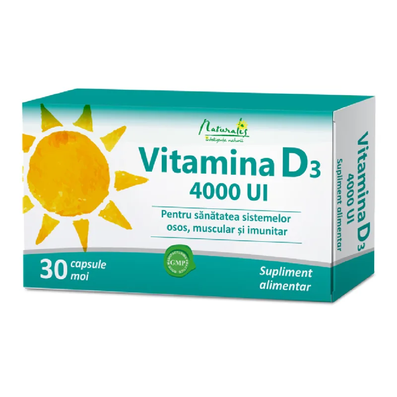 Vitamina D3 4000 UI, 30 capsule moi, Naturalis — preț și oferte