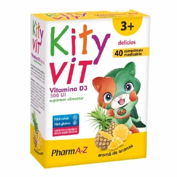 Kityvit Vitamina D3 cu aroma de ananas, 40 comprimate masticabile, PharmA-Z — preț și oferte