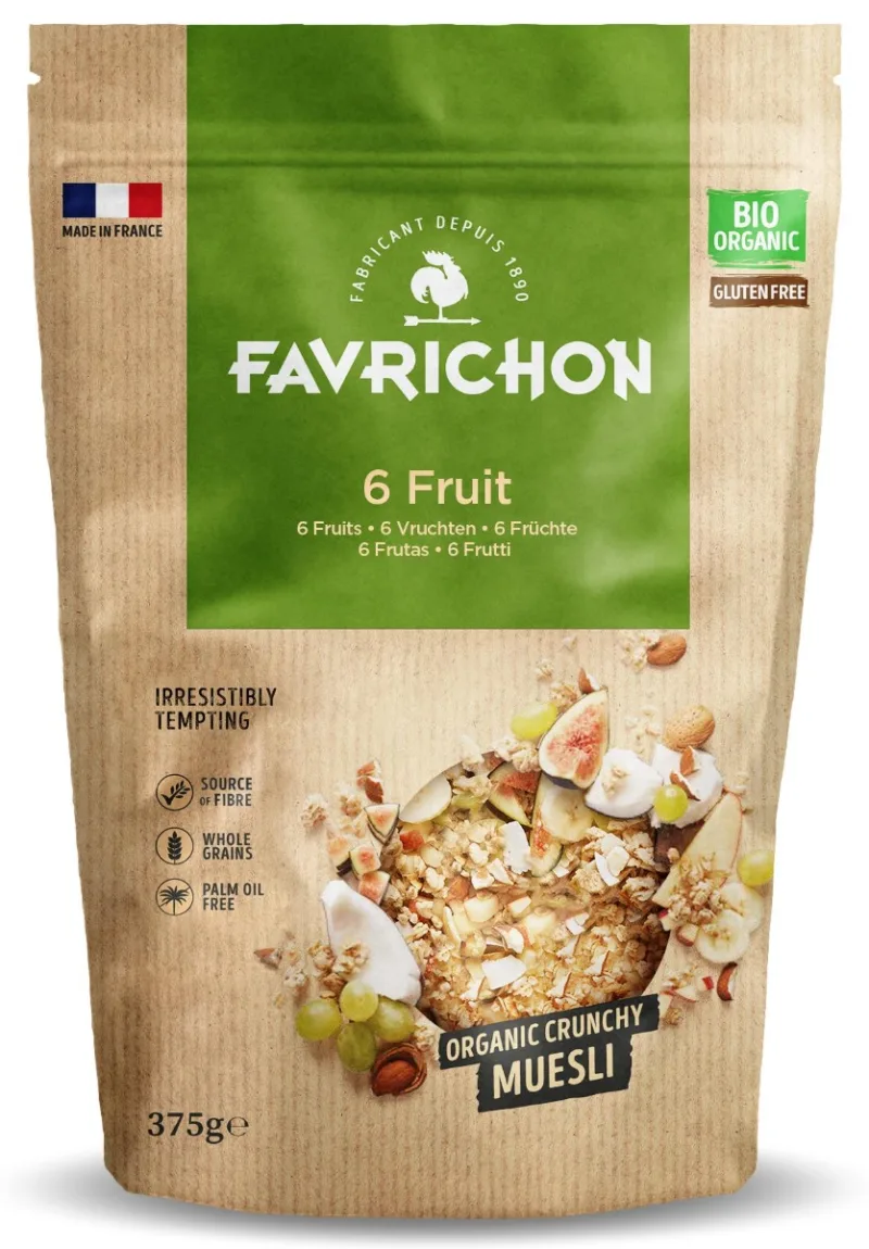 Musli bio crocant cu 6 fructe si nuci, 375g, Favrichon — preț și oferte