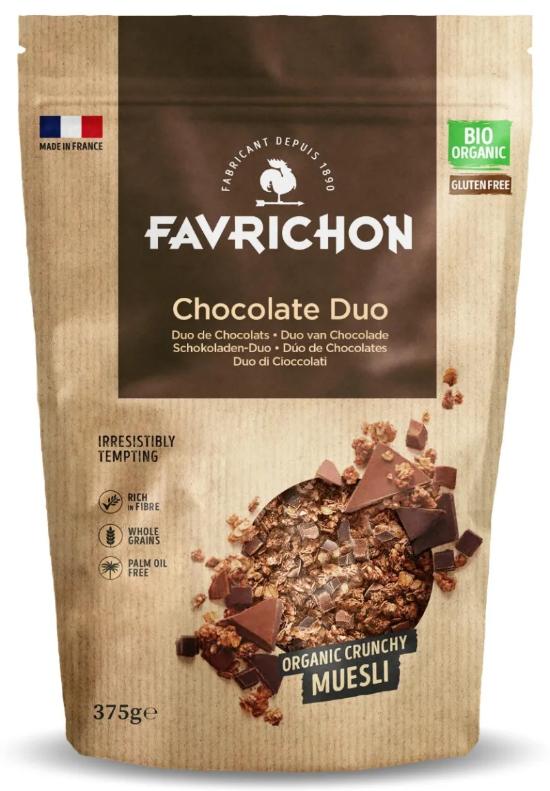 Musli bio crocant cu 2 feluri de ciocolata, 375g, Favrichon — preț și oferte