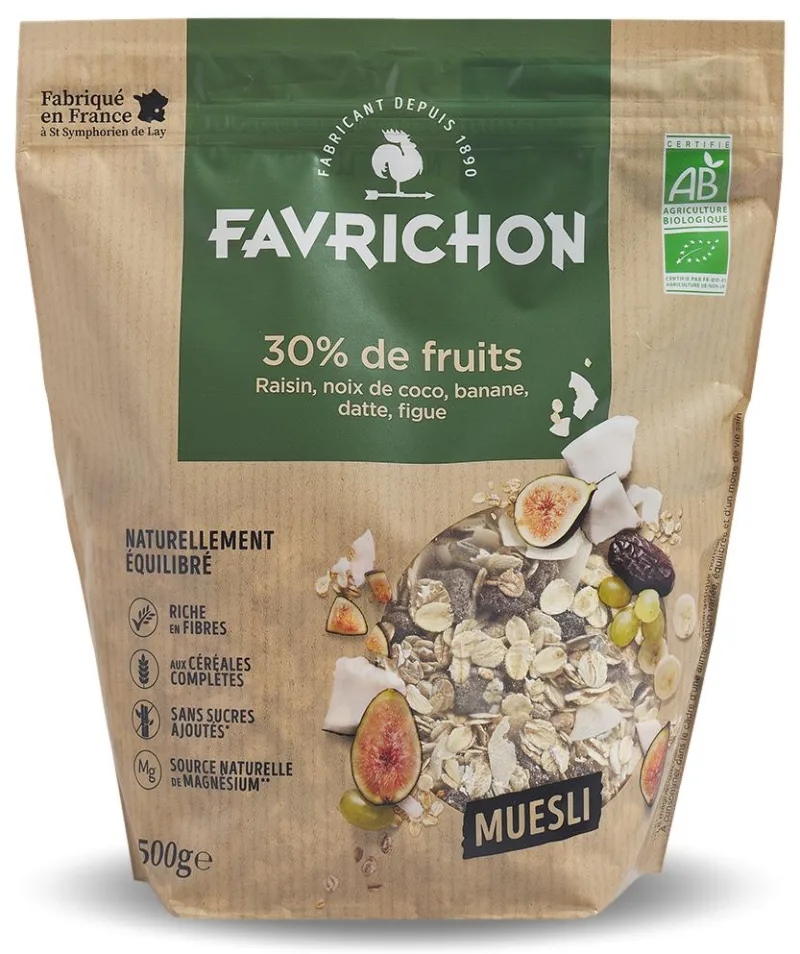 Musli bio traditional cu 30% continut de fructe si nuci, 500g, Favrichon — preț și oferte
